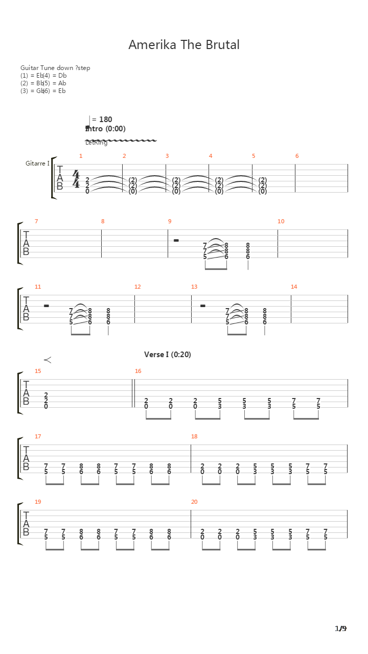 Amerika The Brutal吉他谱