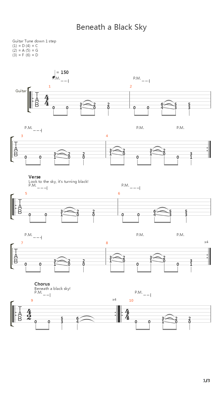 Beneath A Black Sky吉他谱