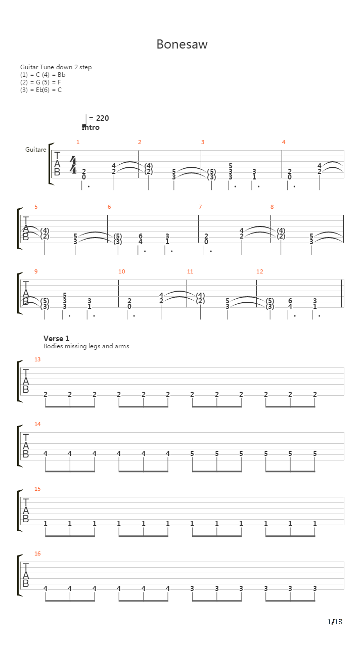 Bonesaw吉他谱