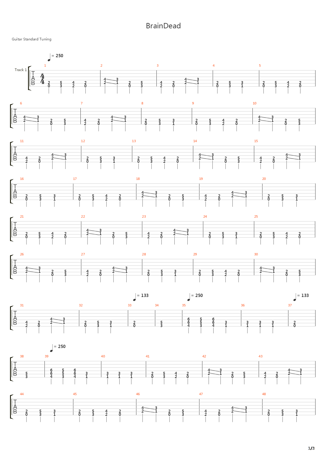 Braindead吉他谱