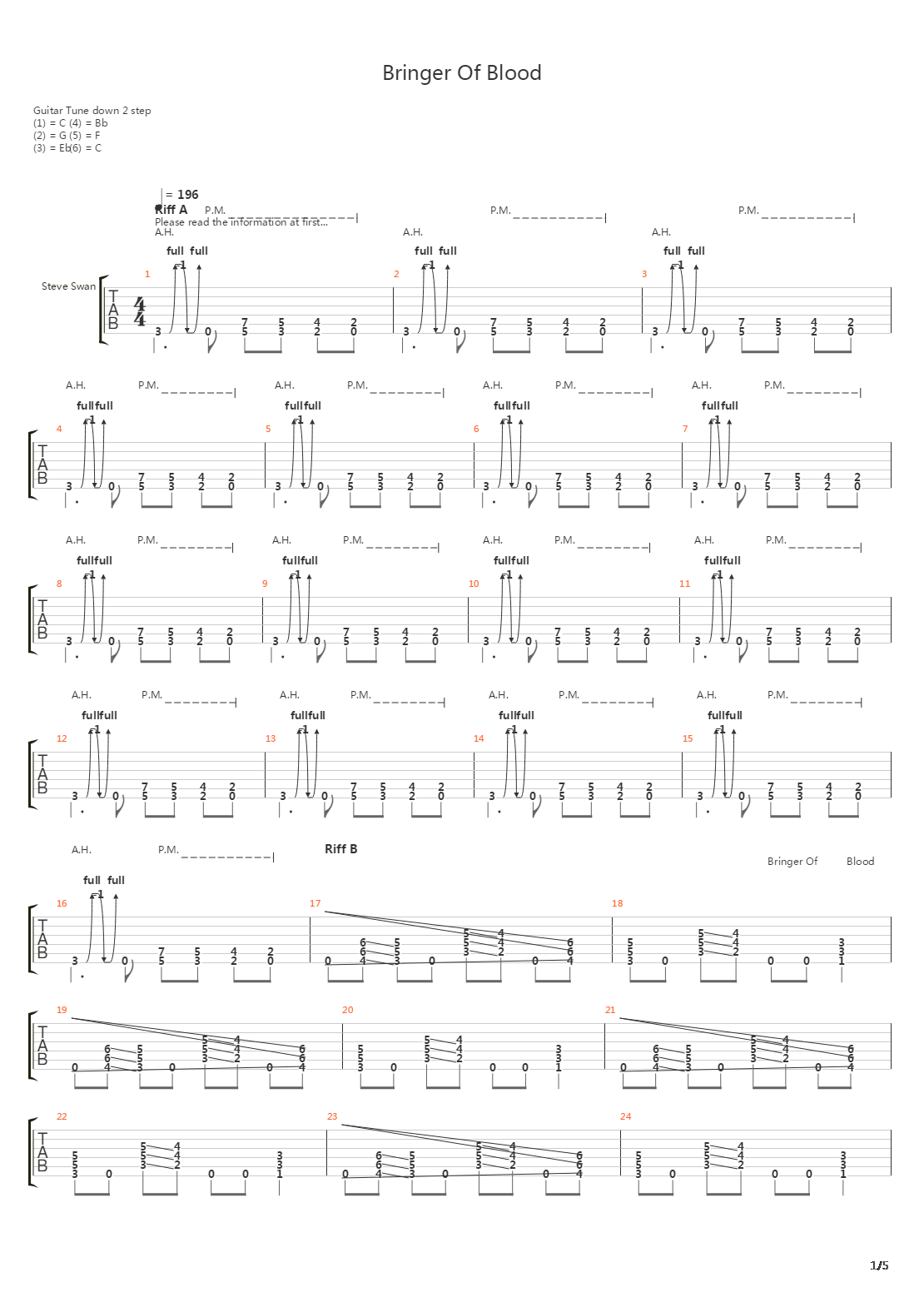 Bringer Of Blood吉他谱