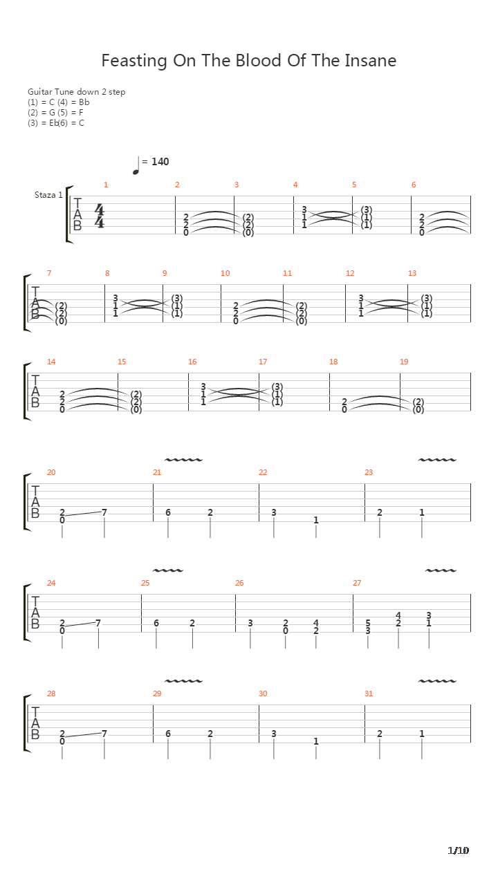 Feasting On The Blood Of The Insane吉他谱