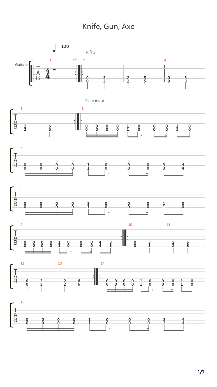 Knife Gun Axe吉他谱