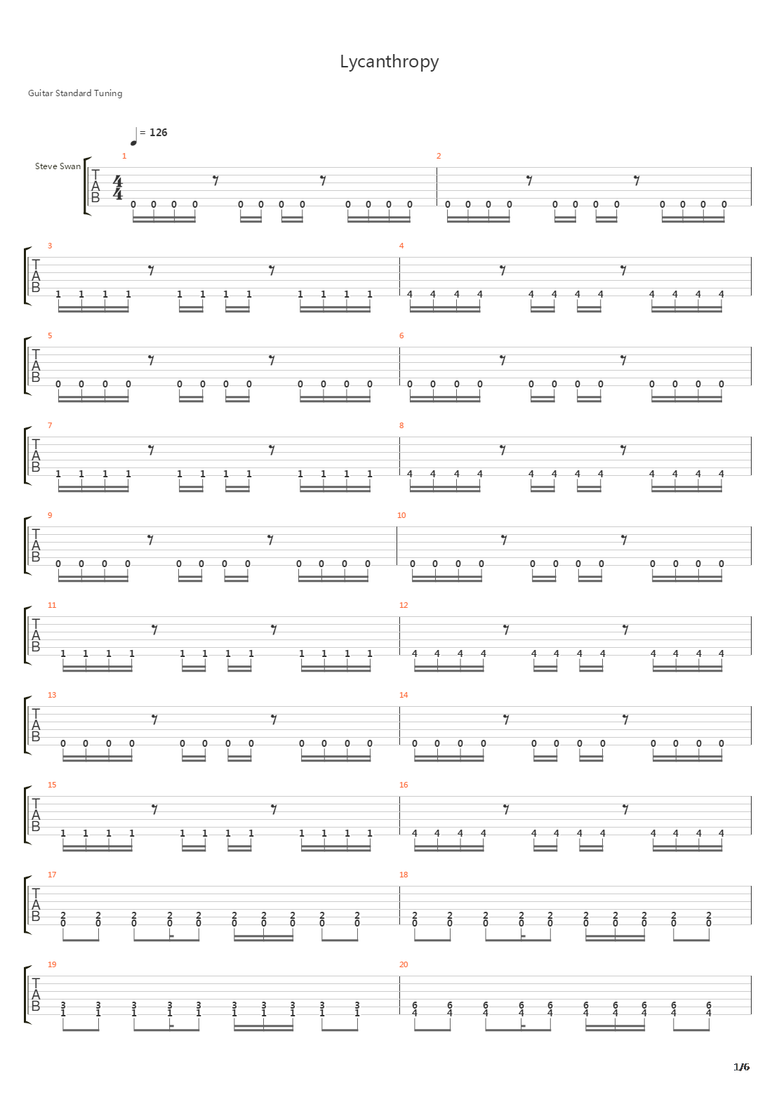 Lycanthropy吉他谱