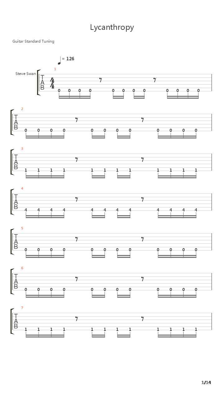 Lycanthropy吉他谱