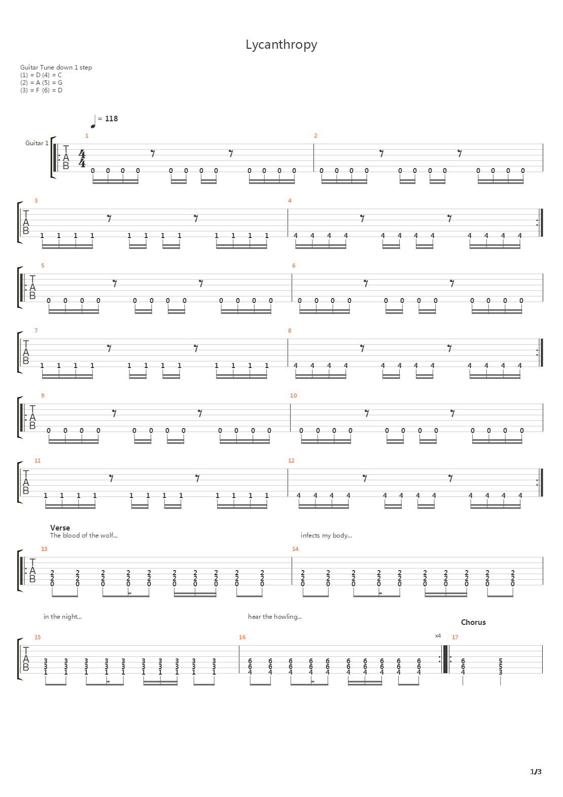 Lycanthropy吉他谱
