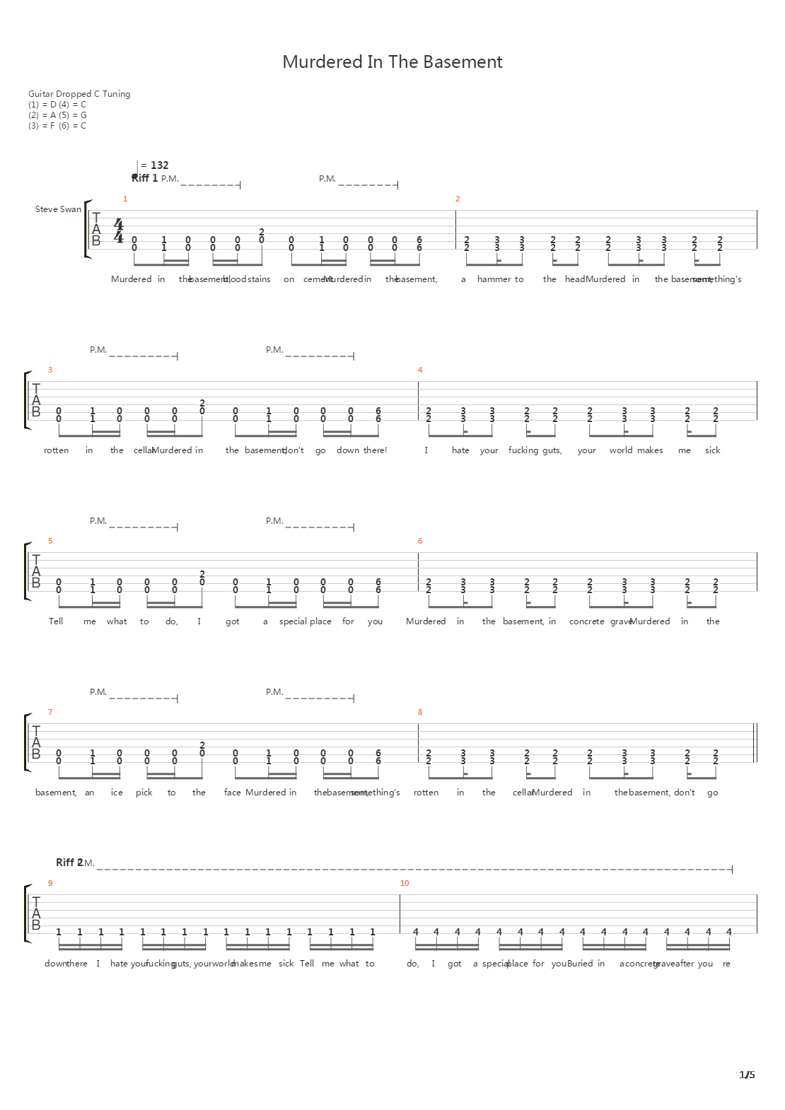 Murdered In The Basement吉他谱