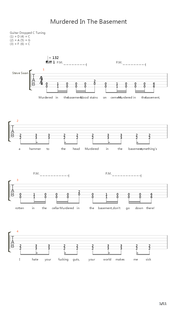 Murdered In The Basement吉他谱