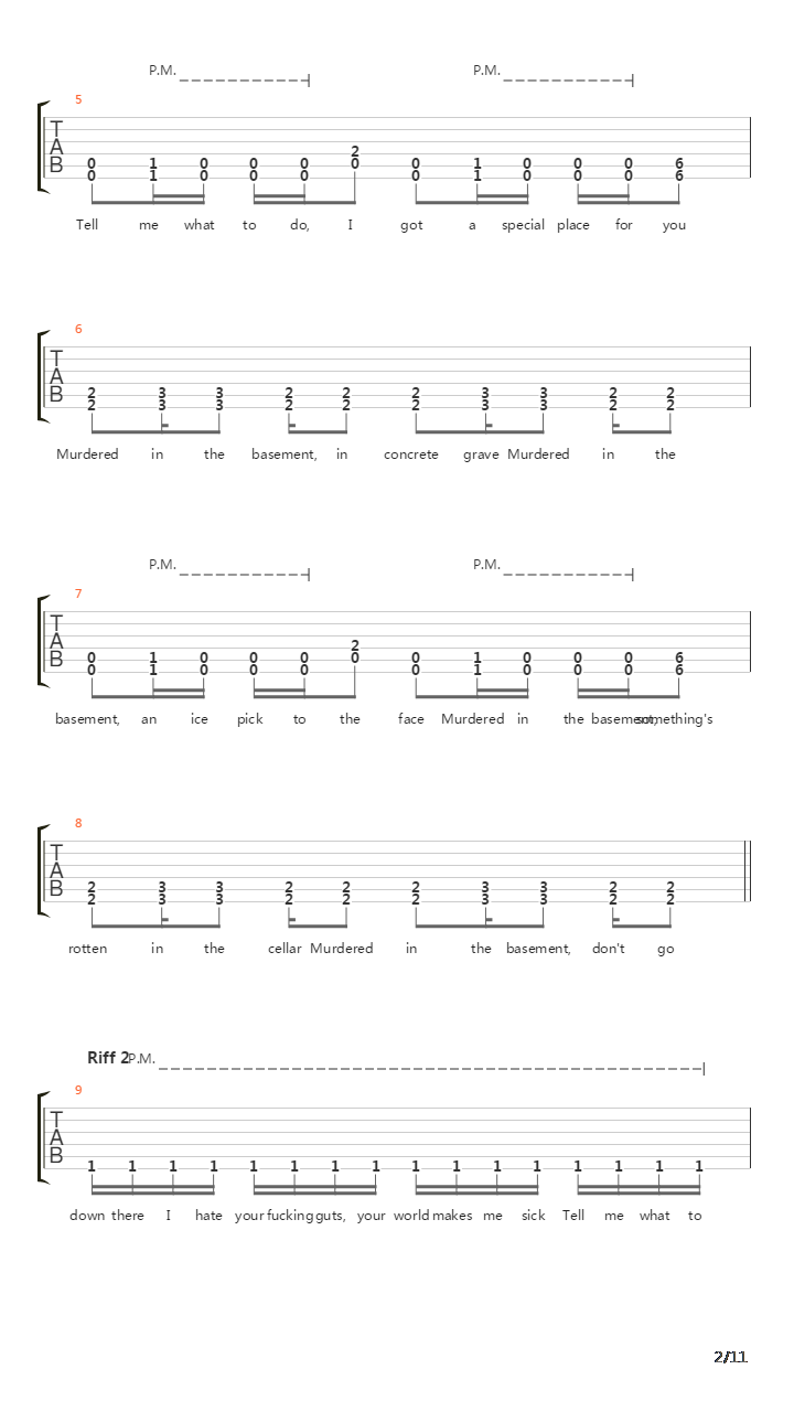 Murdered In The Basement吉他谱