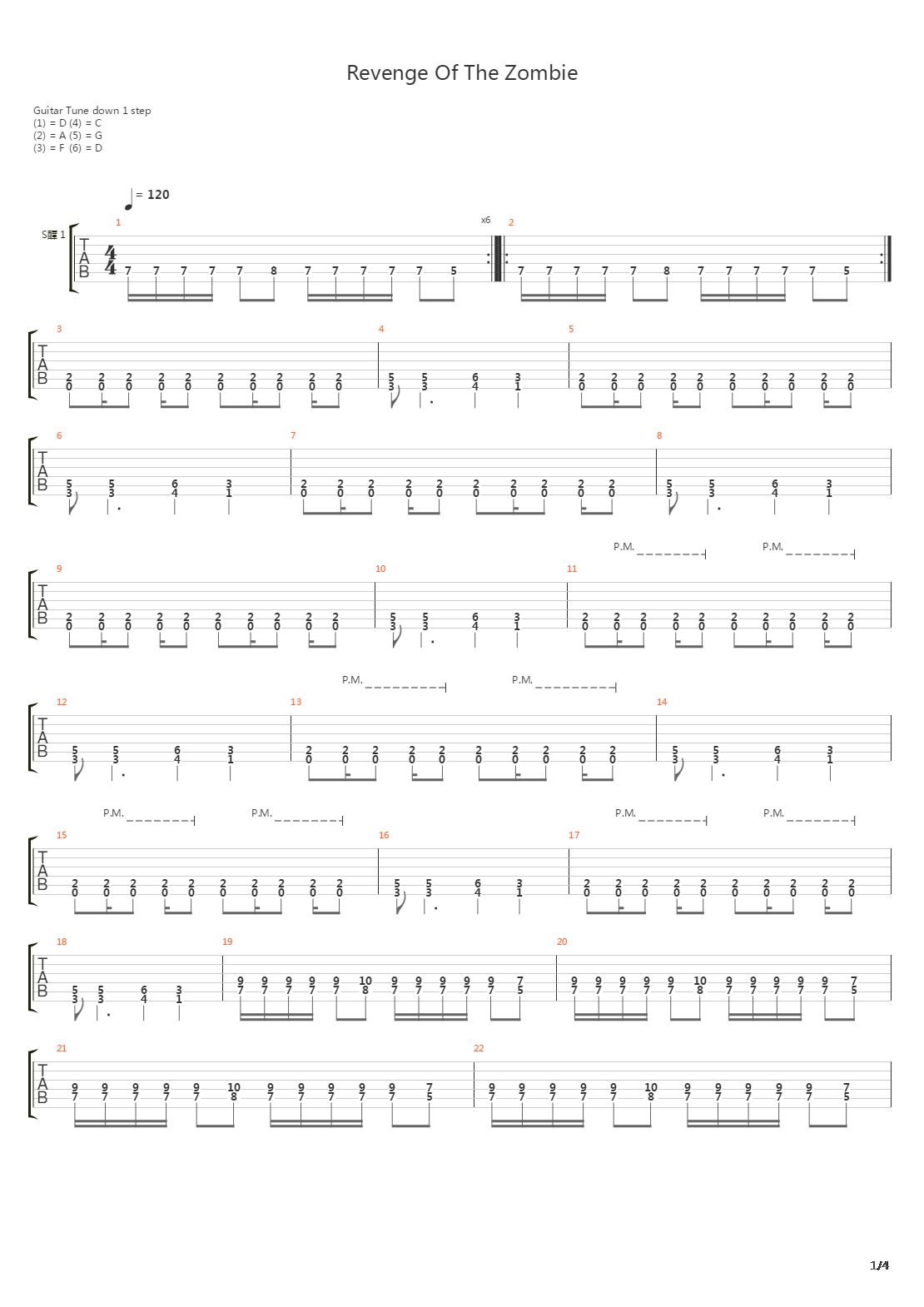 Revenge Of The Zombie吉他谱