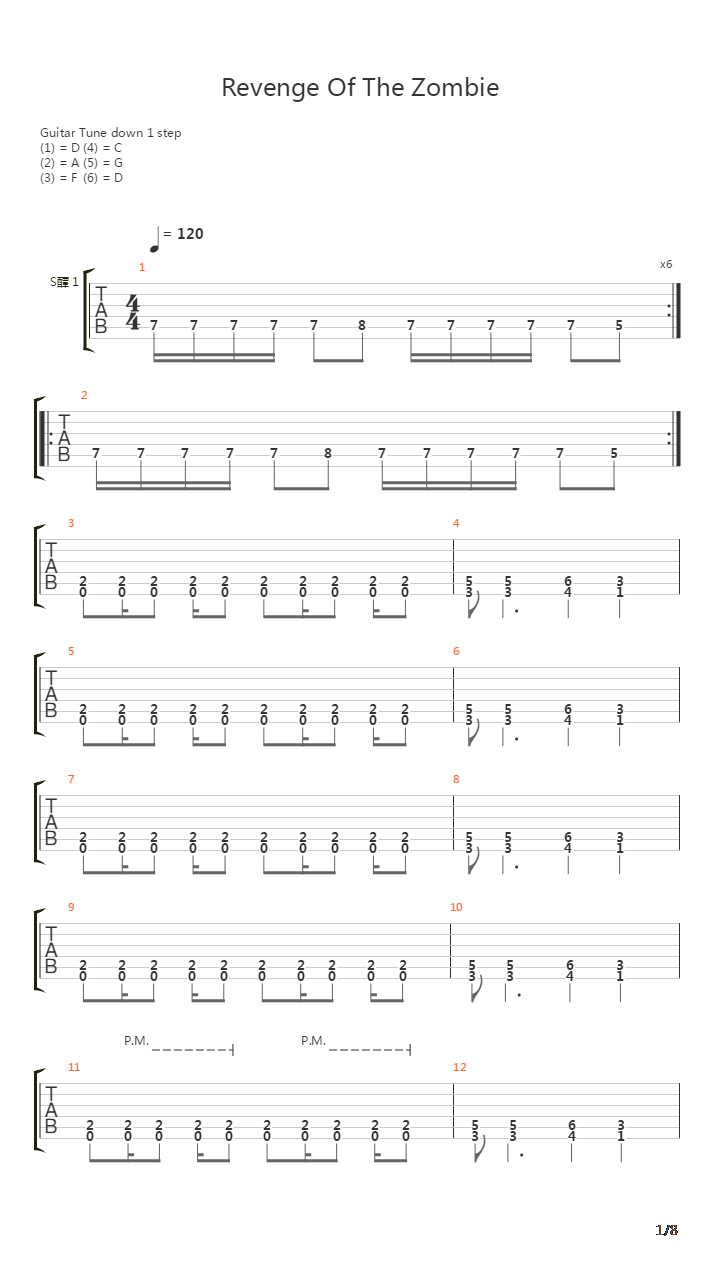 Revenge Of The Zombie吉他谱
