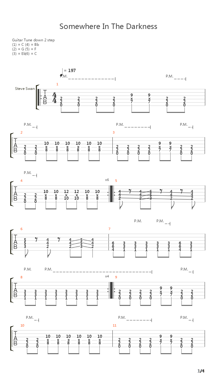 Somewhere In The Darkness吉他谱
