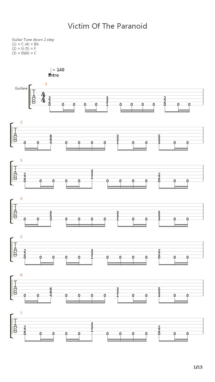 Victim Of The Paranoid吉他谱