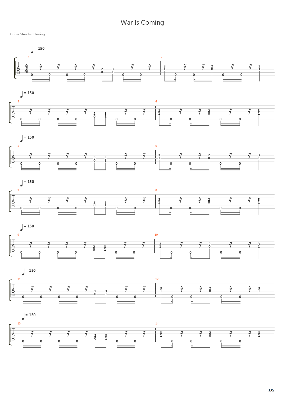 War Is Coming吉他谱