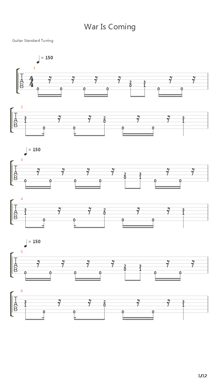 War Is Coming吉他谱