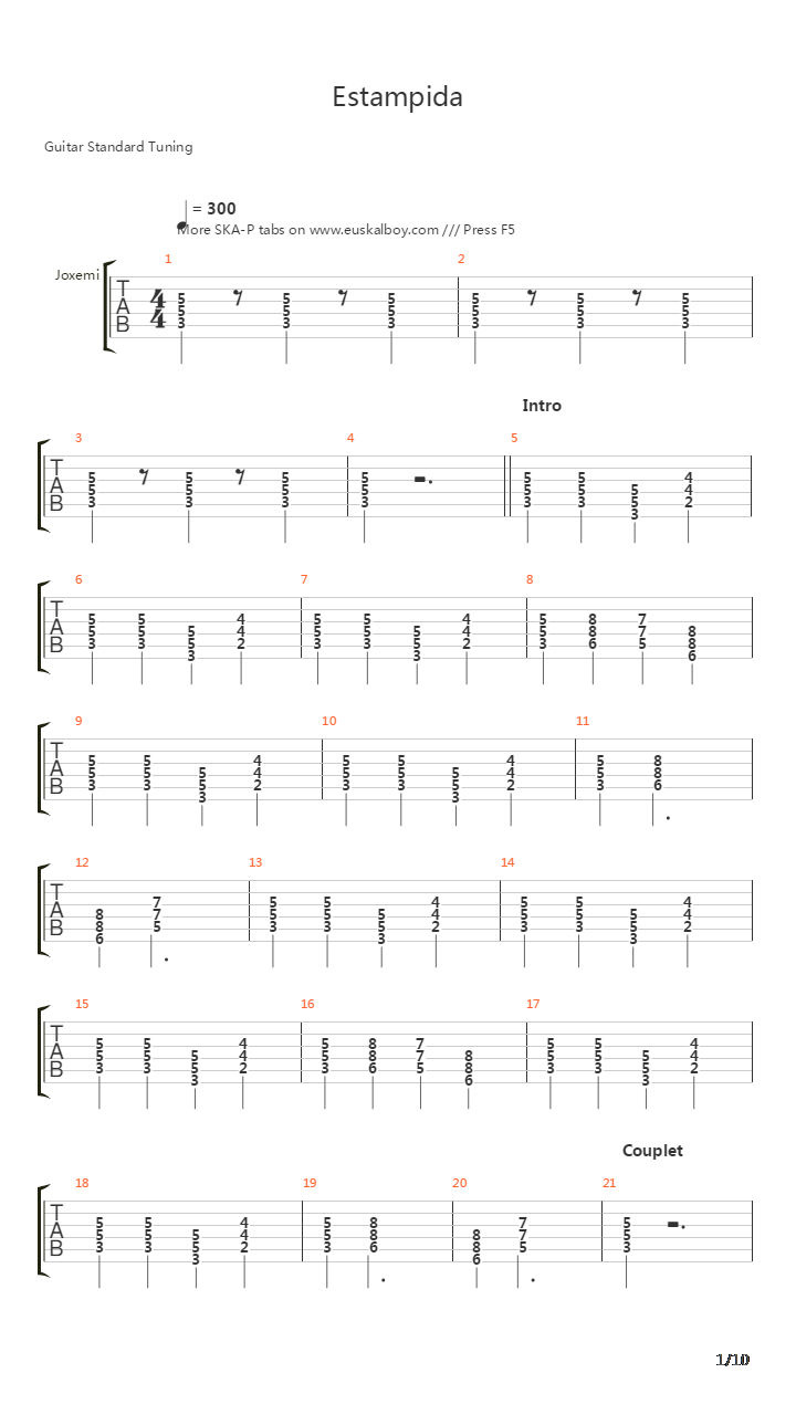 Estampida吉他谱