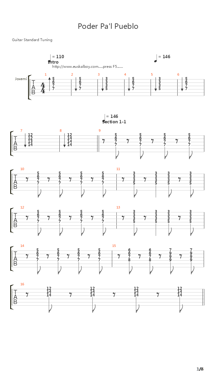 Poder Pal Pueblo吉他谱
