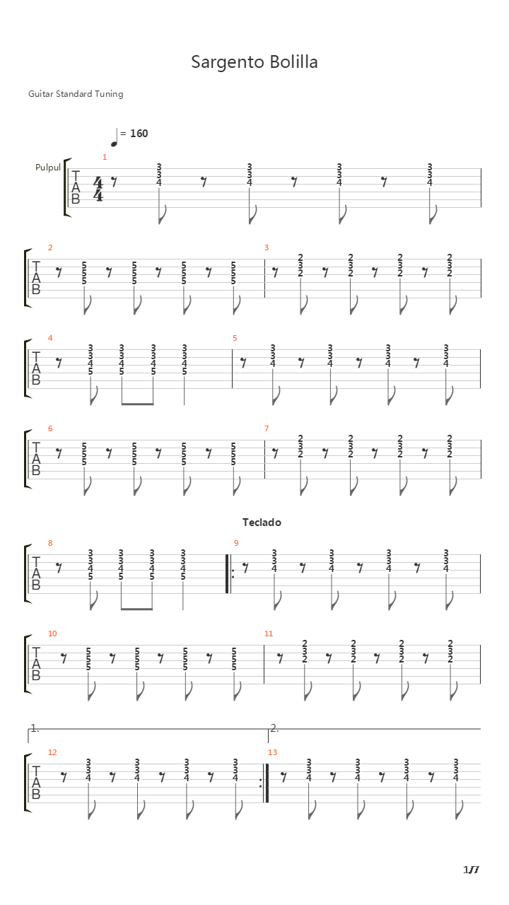Sargento Bolilla吉他谱