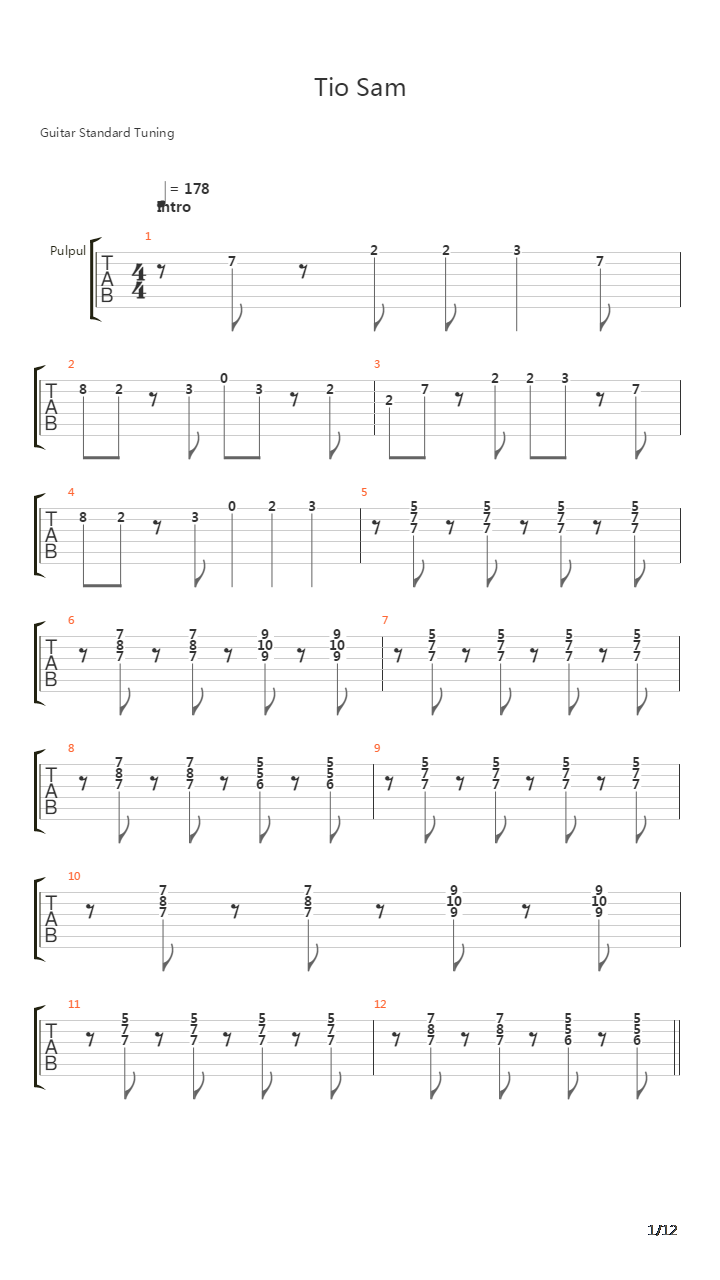 Tio Sam吉他谱