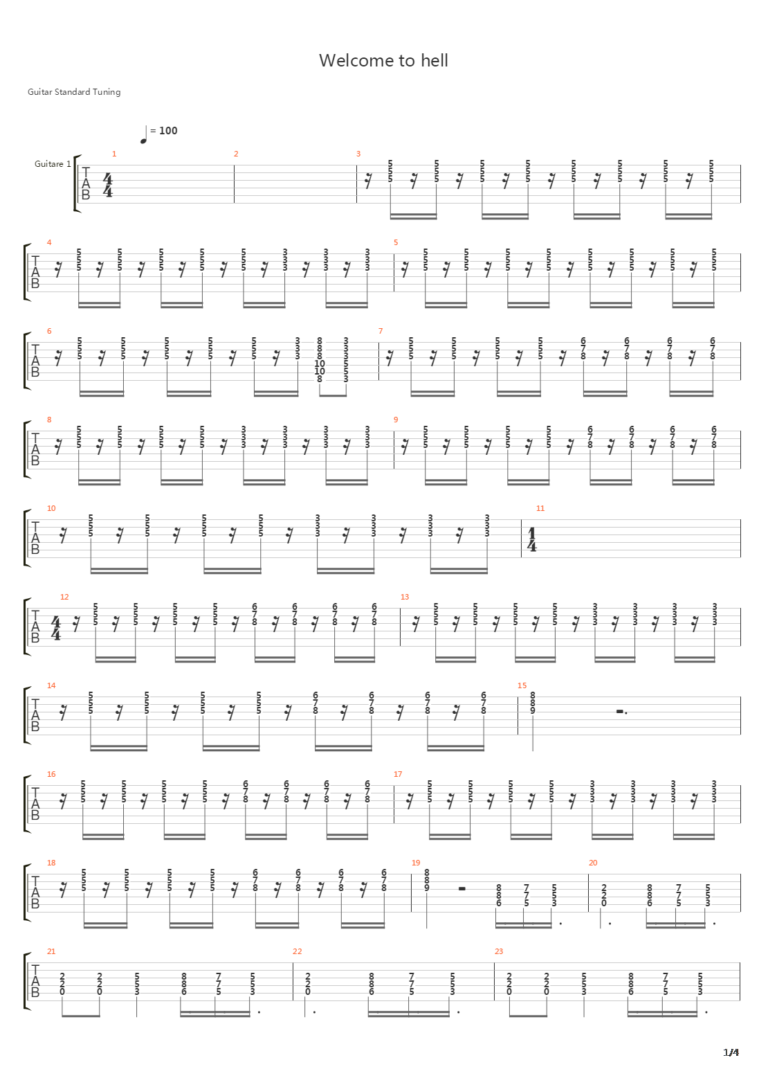Welcome To Hell吉他谱