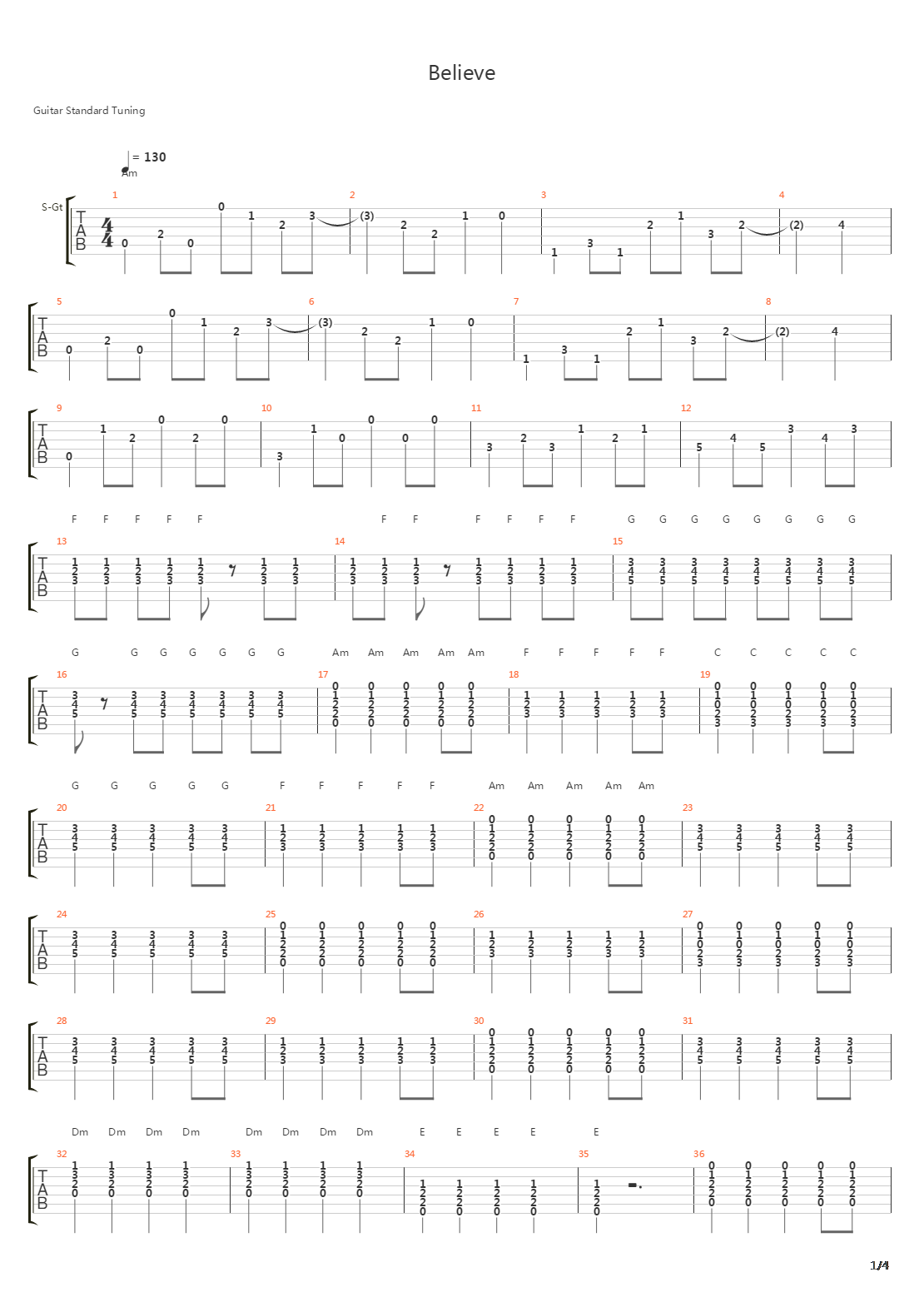 Believe吉他谱