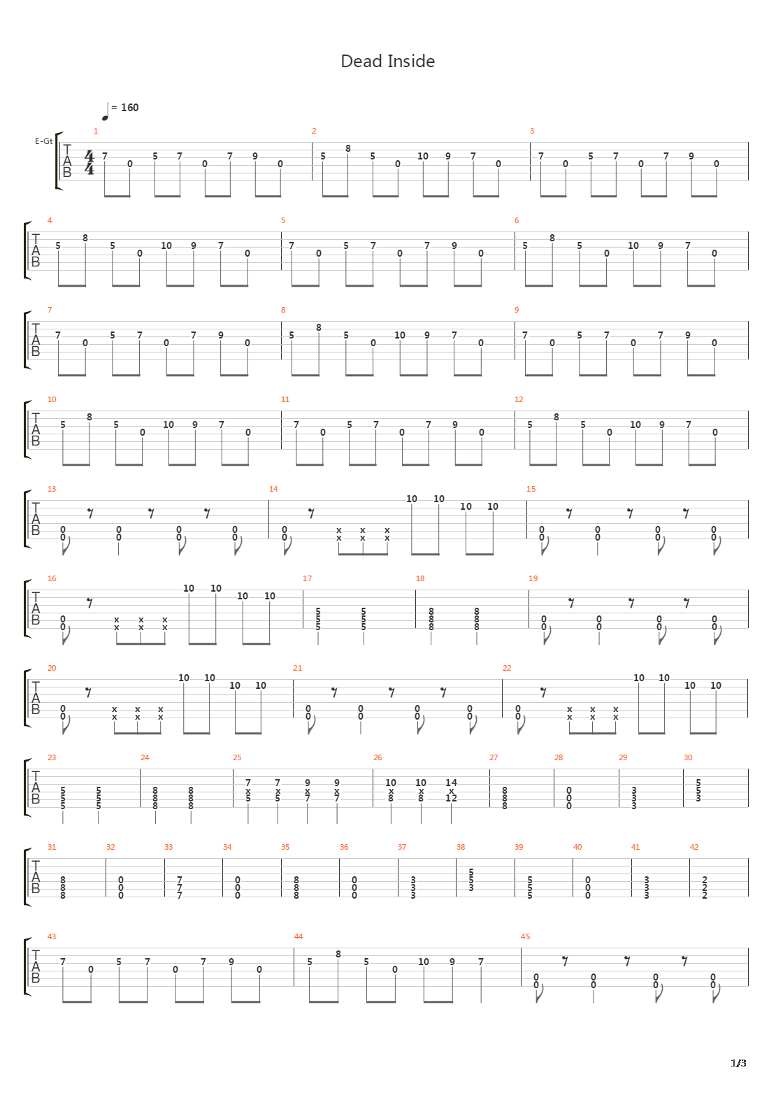 Dead Inside吉他谱