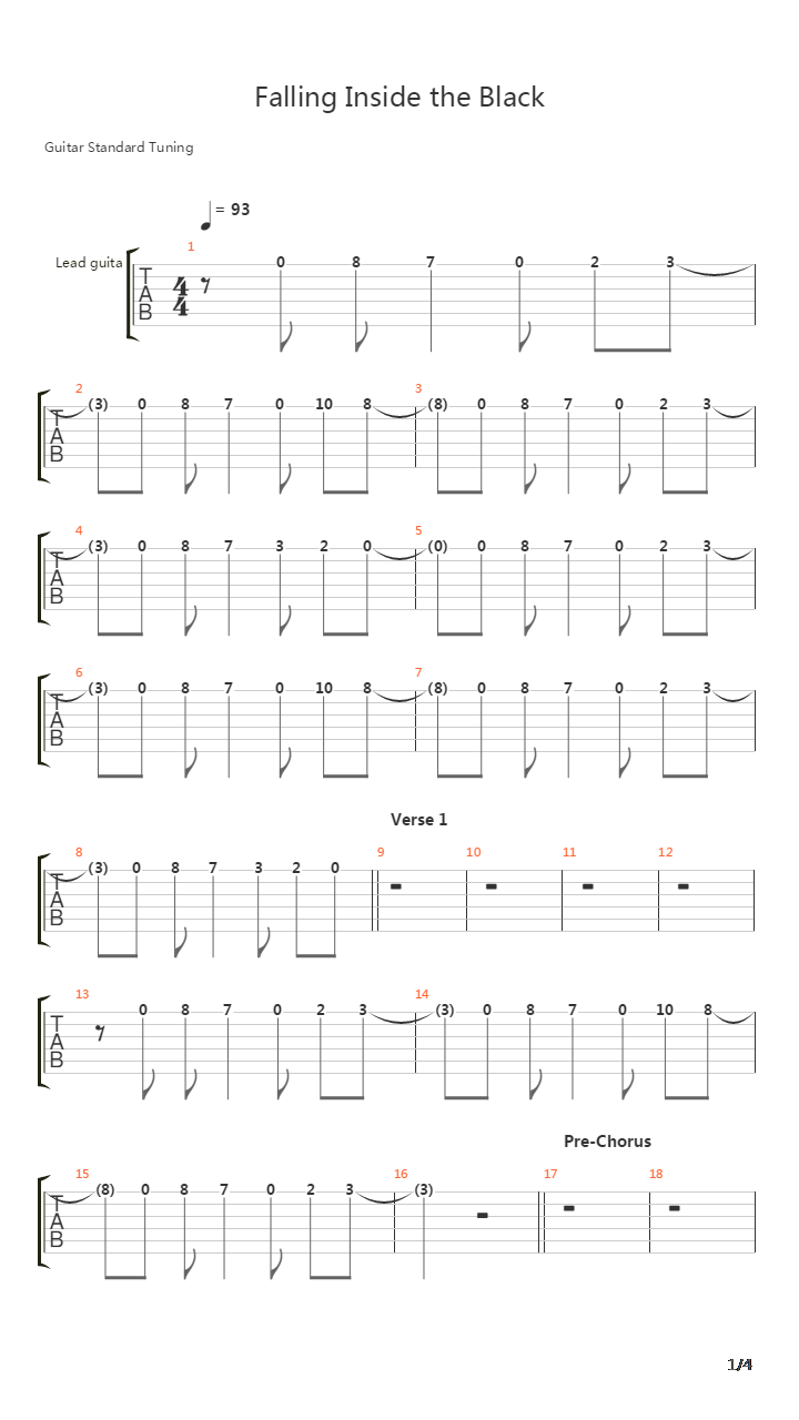 Falling Inside The Black吉他谱