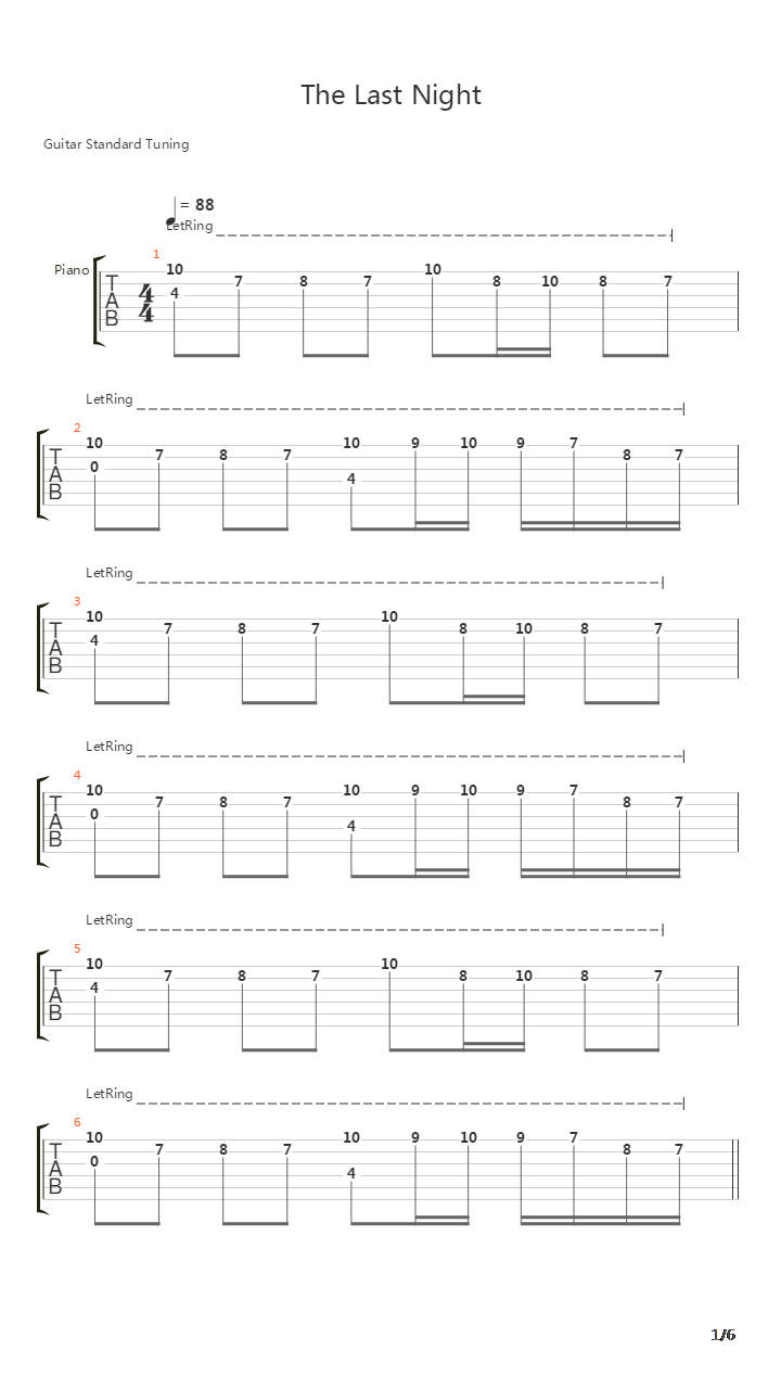 Last Night吉他谱
