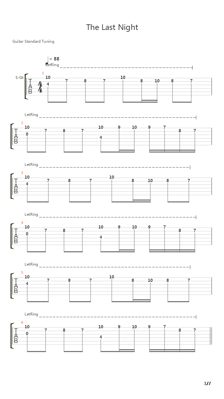 Last Night吉他谱