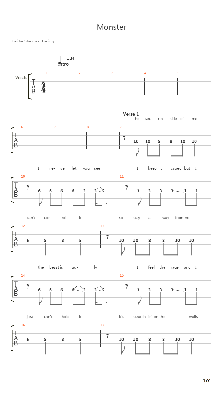 Monster吉他谱