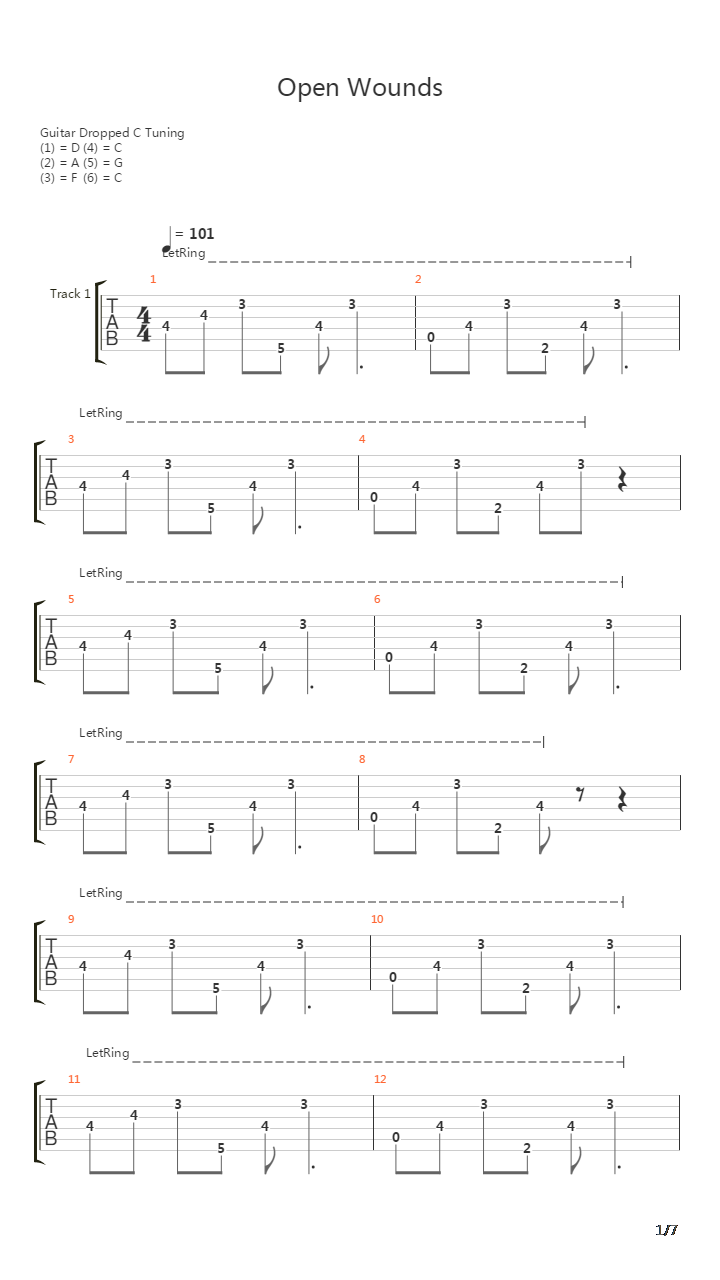 Open Wounds吉他谱