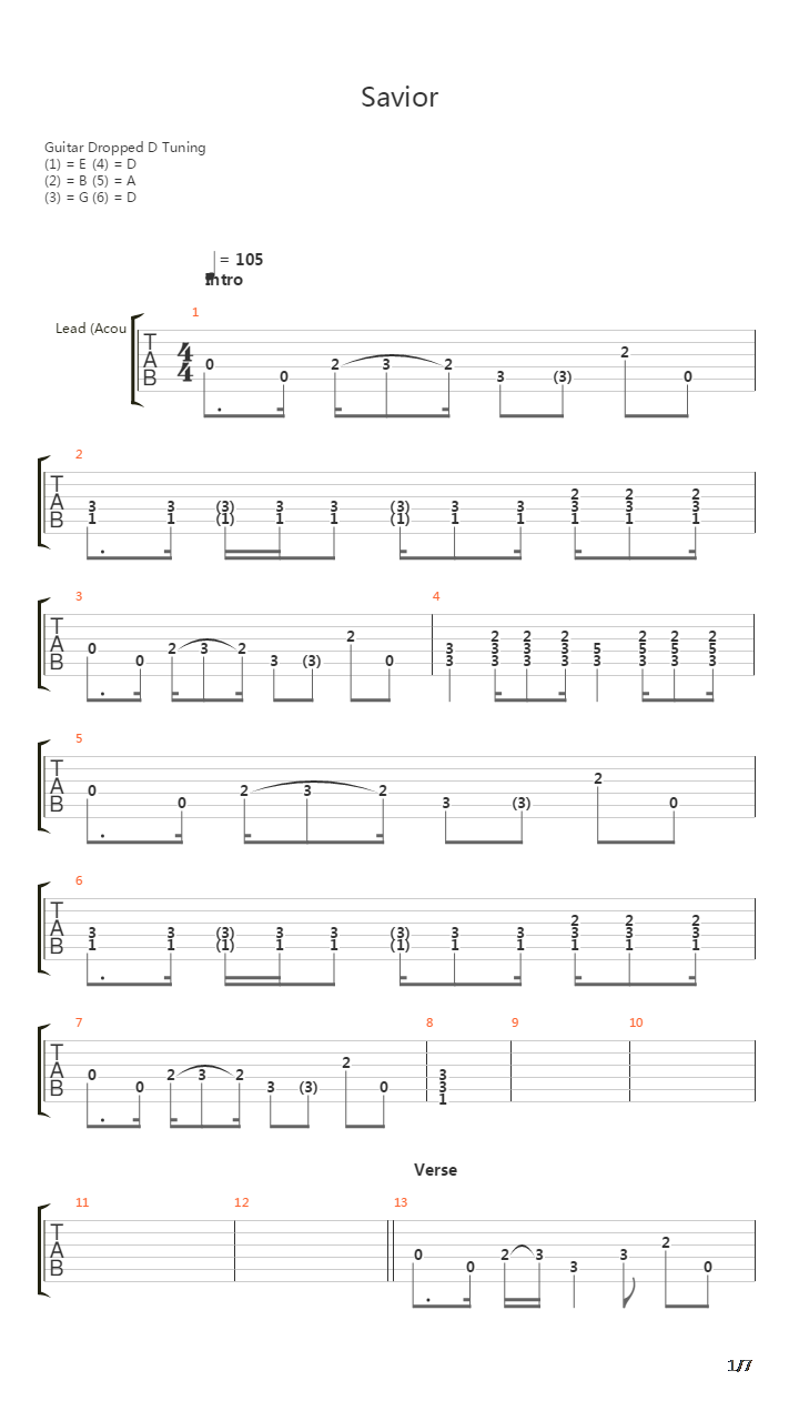 Savior吉他谱