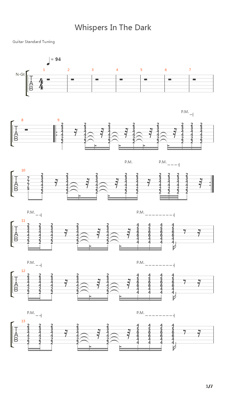 Whispers In The Dark吉他谱