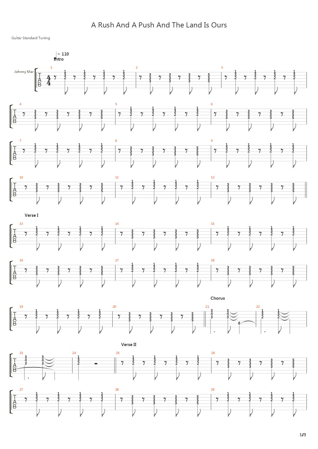 A Rush And A Push And The Land Is Ours吉他谱