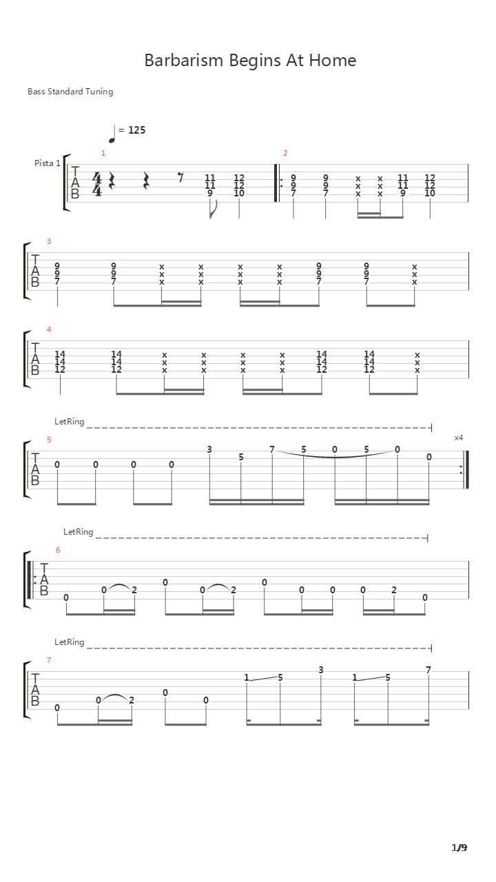 Barbarism Begins At Home吉他谱