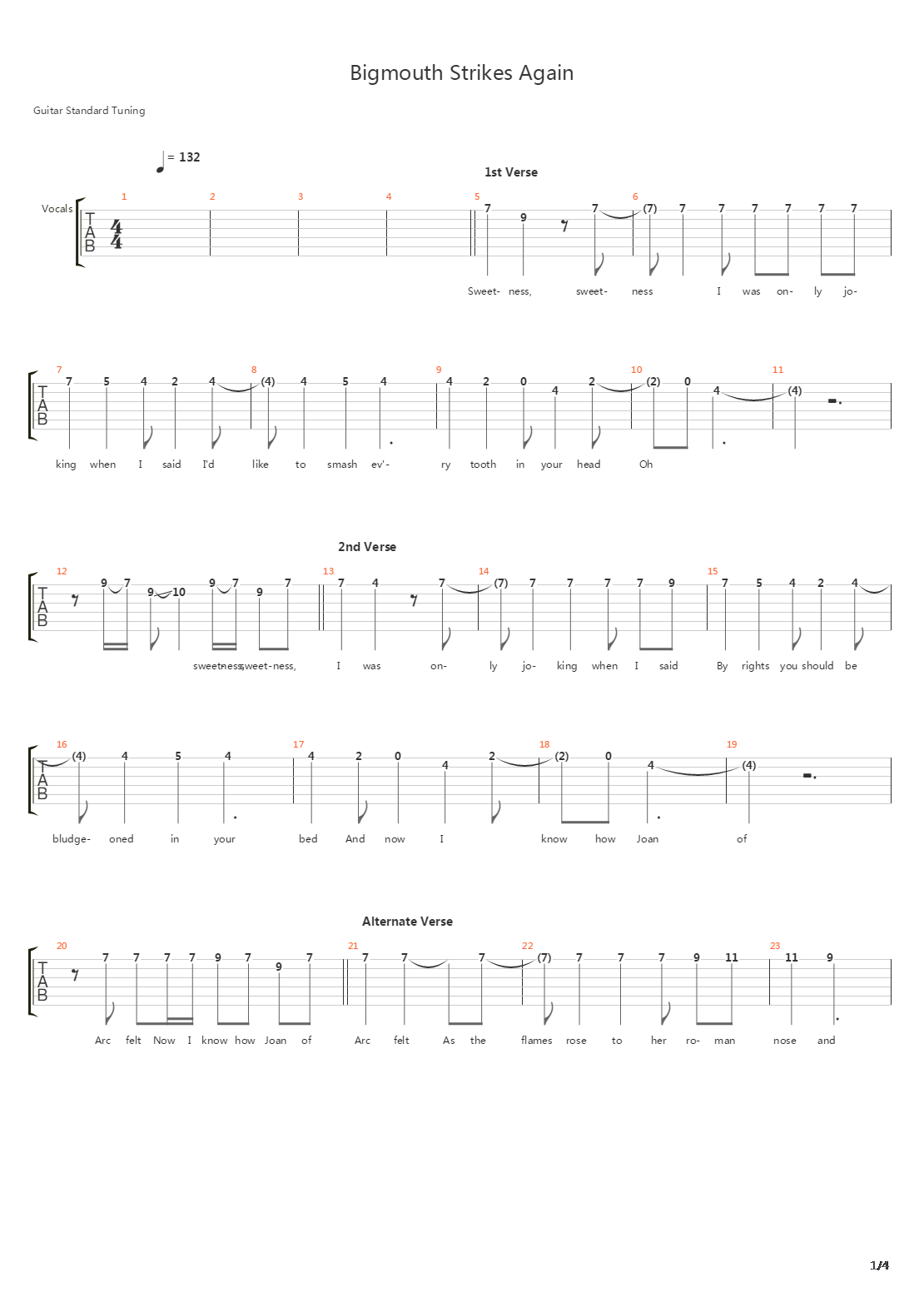 Bigmouth Strikes Again吉他谱