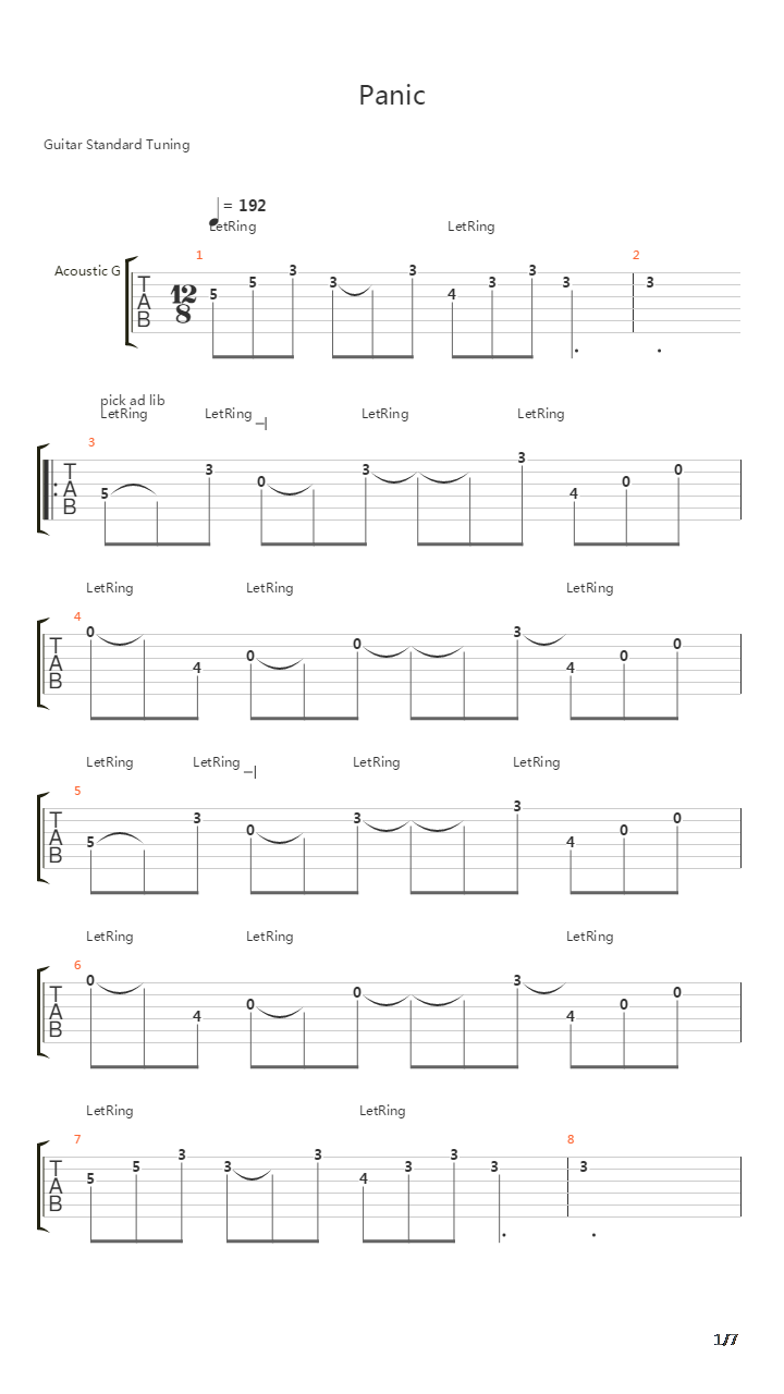 Panic吉他谱