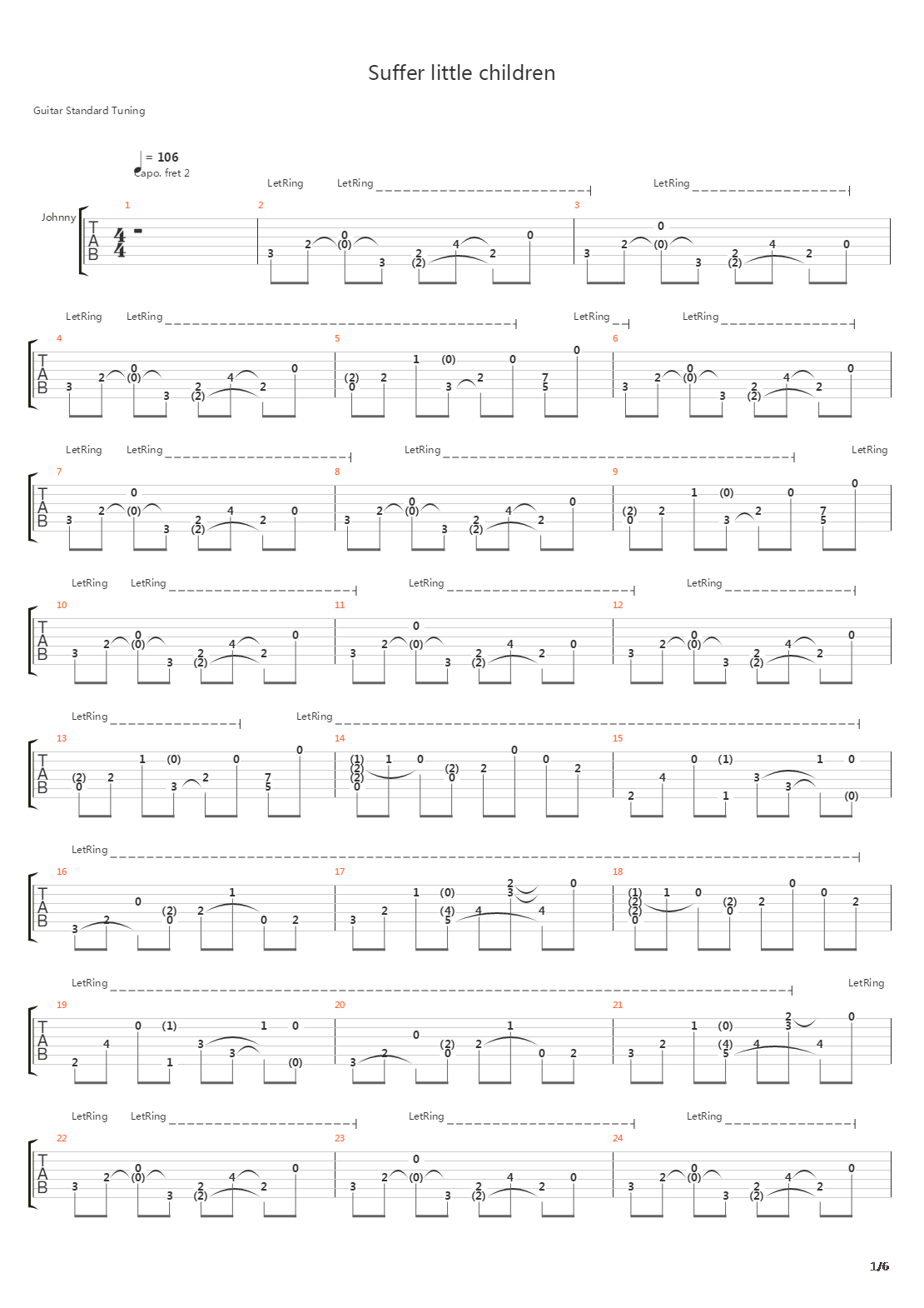 Suffer Little Children吉他谱