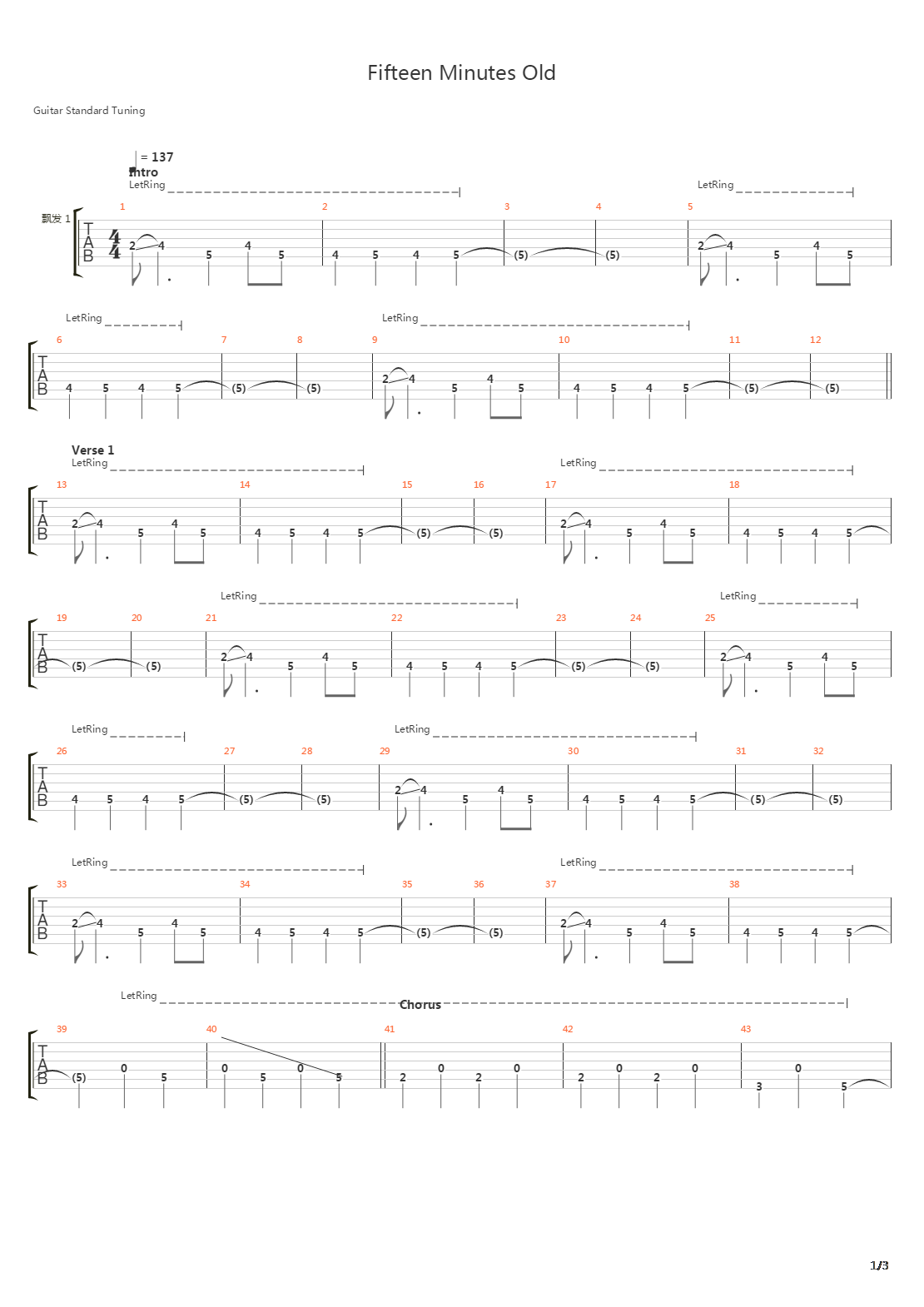 Fifteen Minutes Old吉他谱