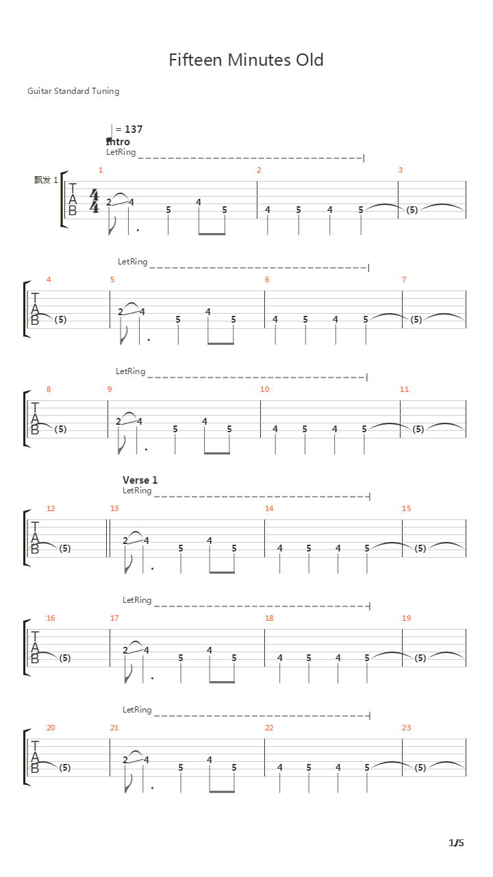 Fifteen Minutes Old吉他谱