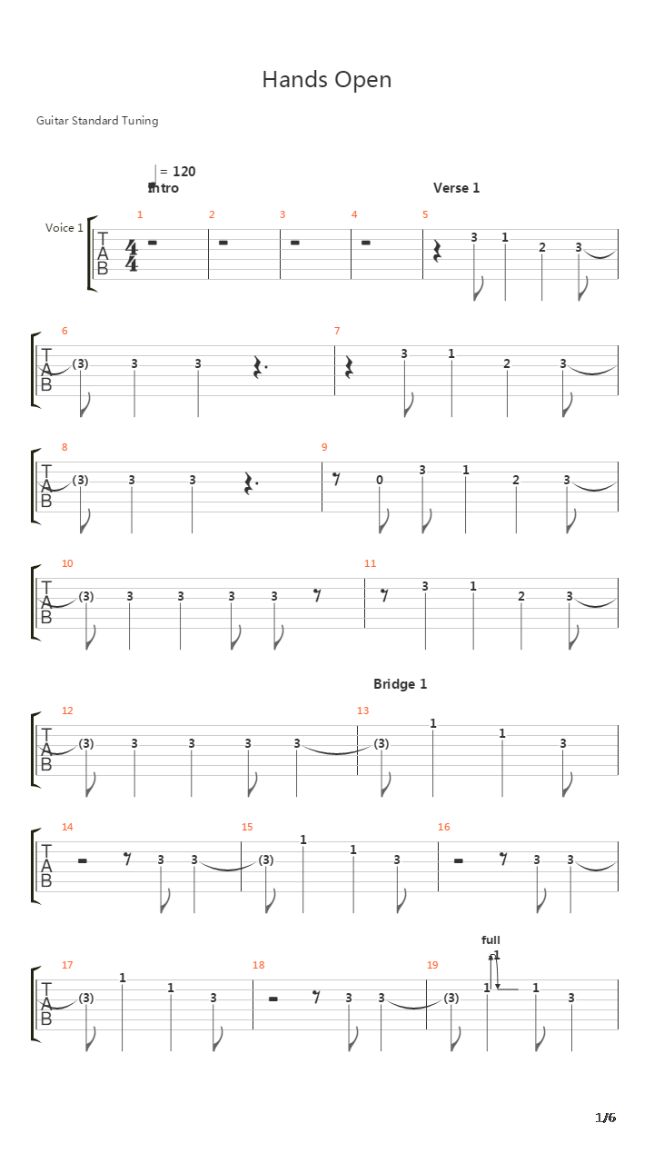 Hands Open吉他谱