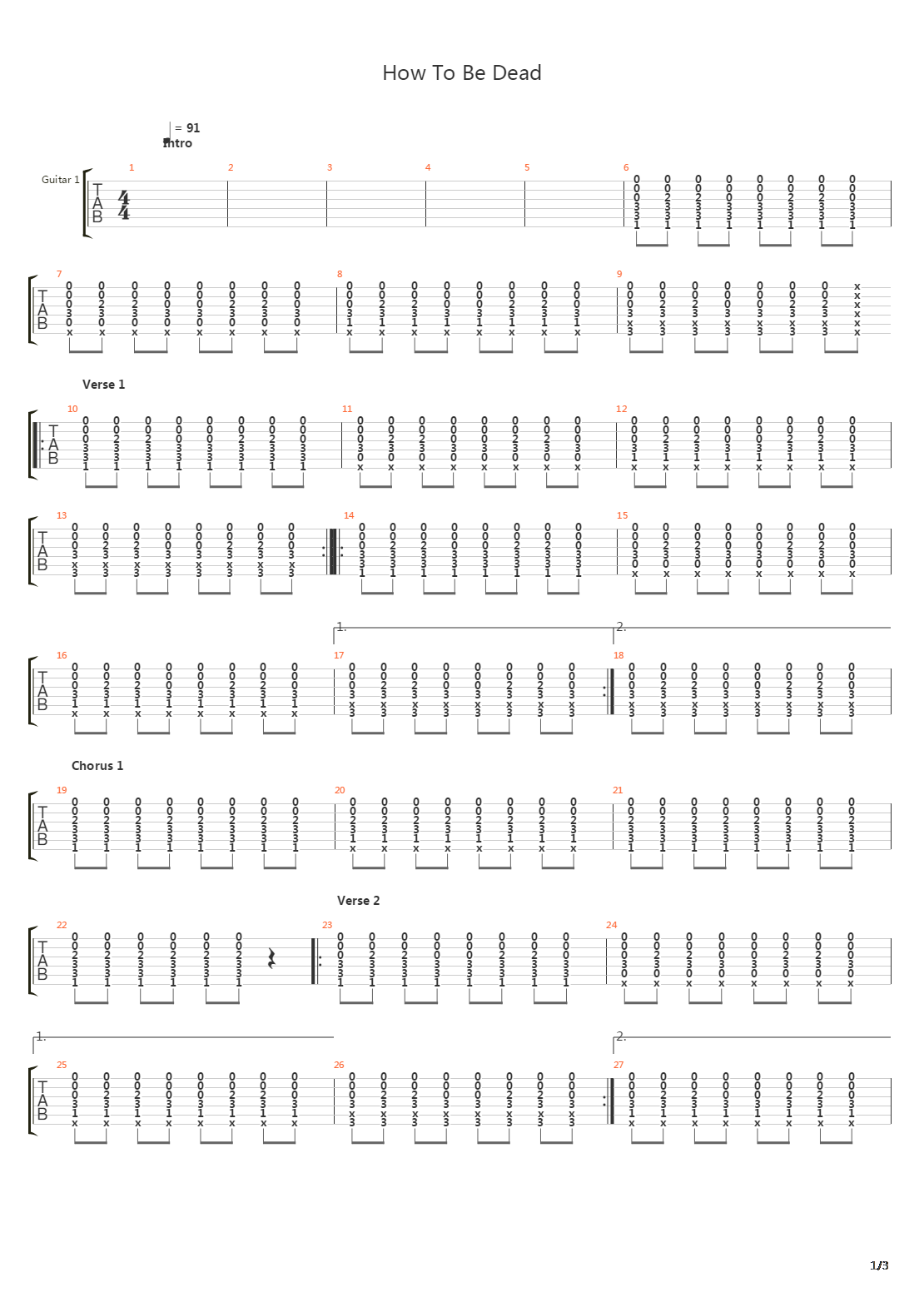 How To Be Dead吉他谱