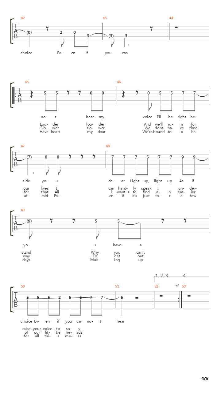 Run吉他谱