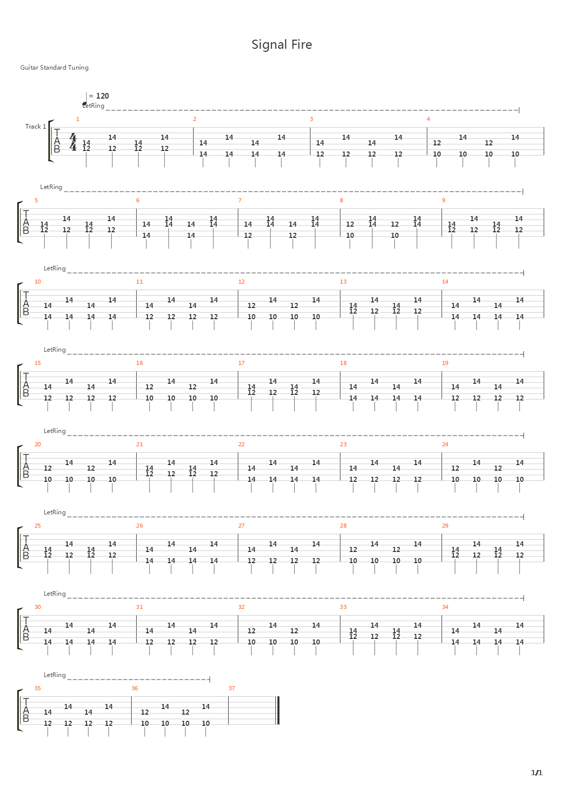 Signal Fire吉他谱