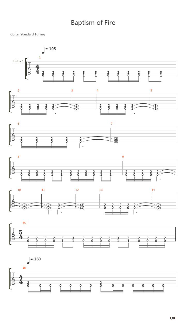 Baptism Of Fire吉他谱