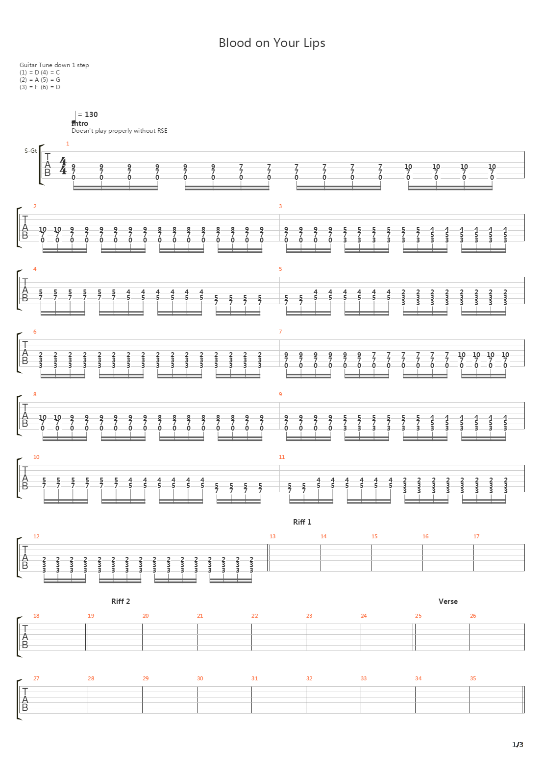 Blood On Your Lips吉他谱