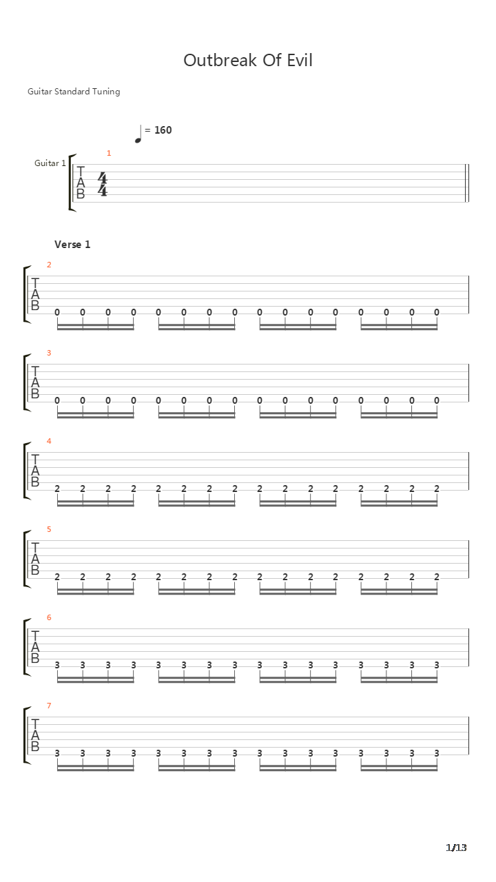 Outbreak Of Evil吉他谱