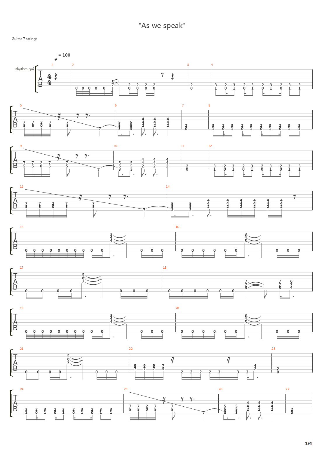 As We Speak吉他谱