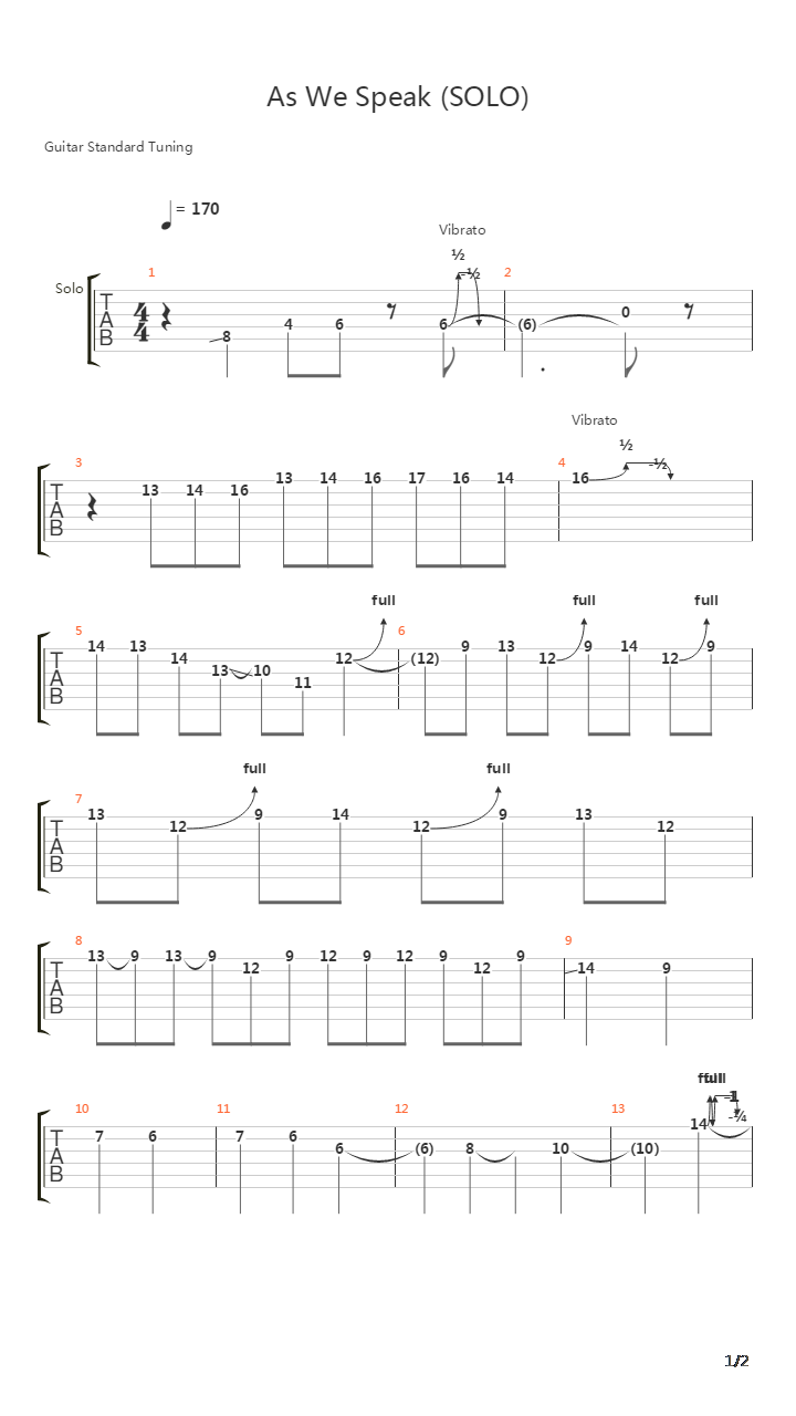 As We Speak吉他谱