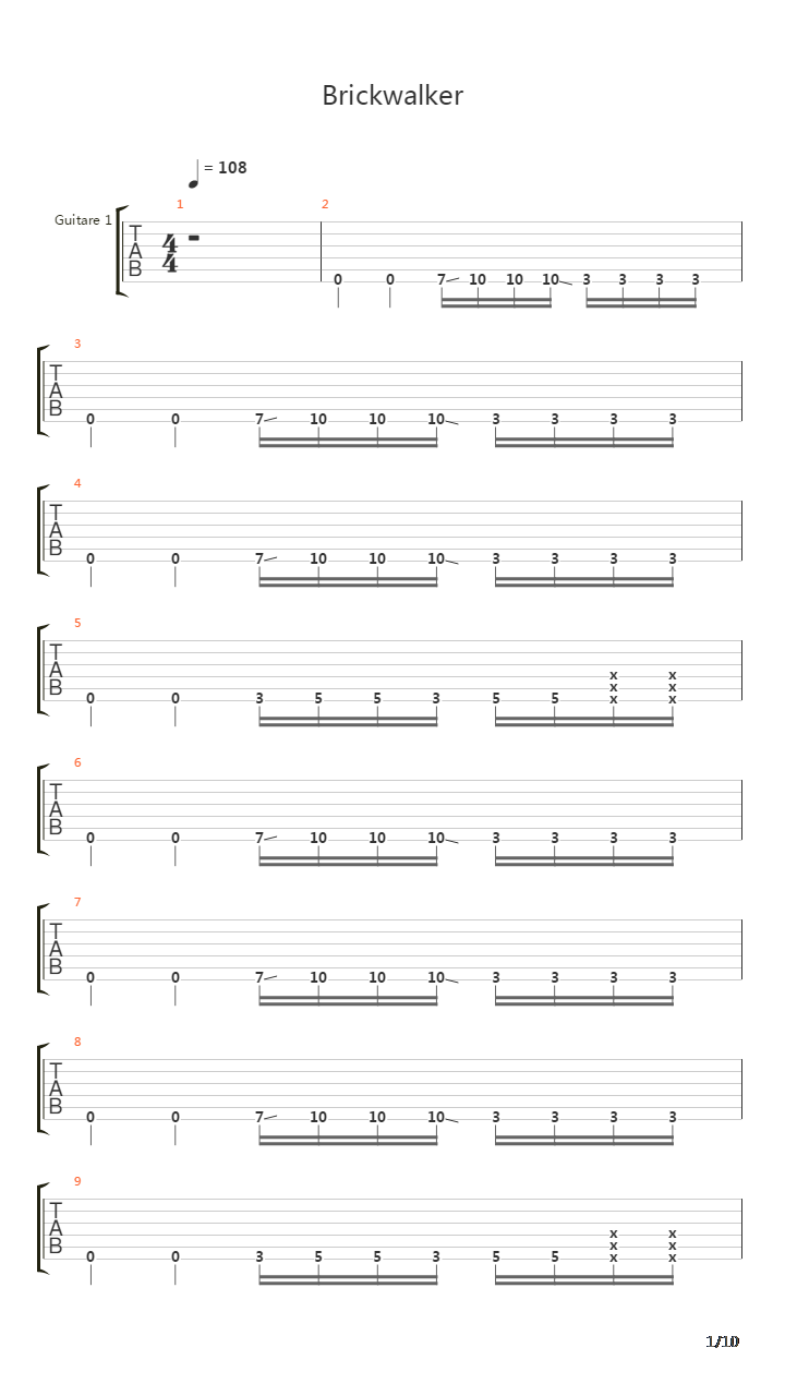 Brickwalker吉他谱